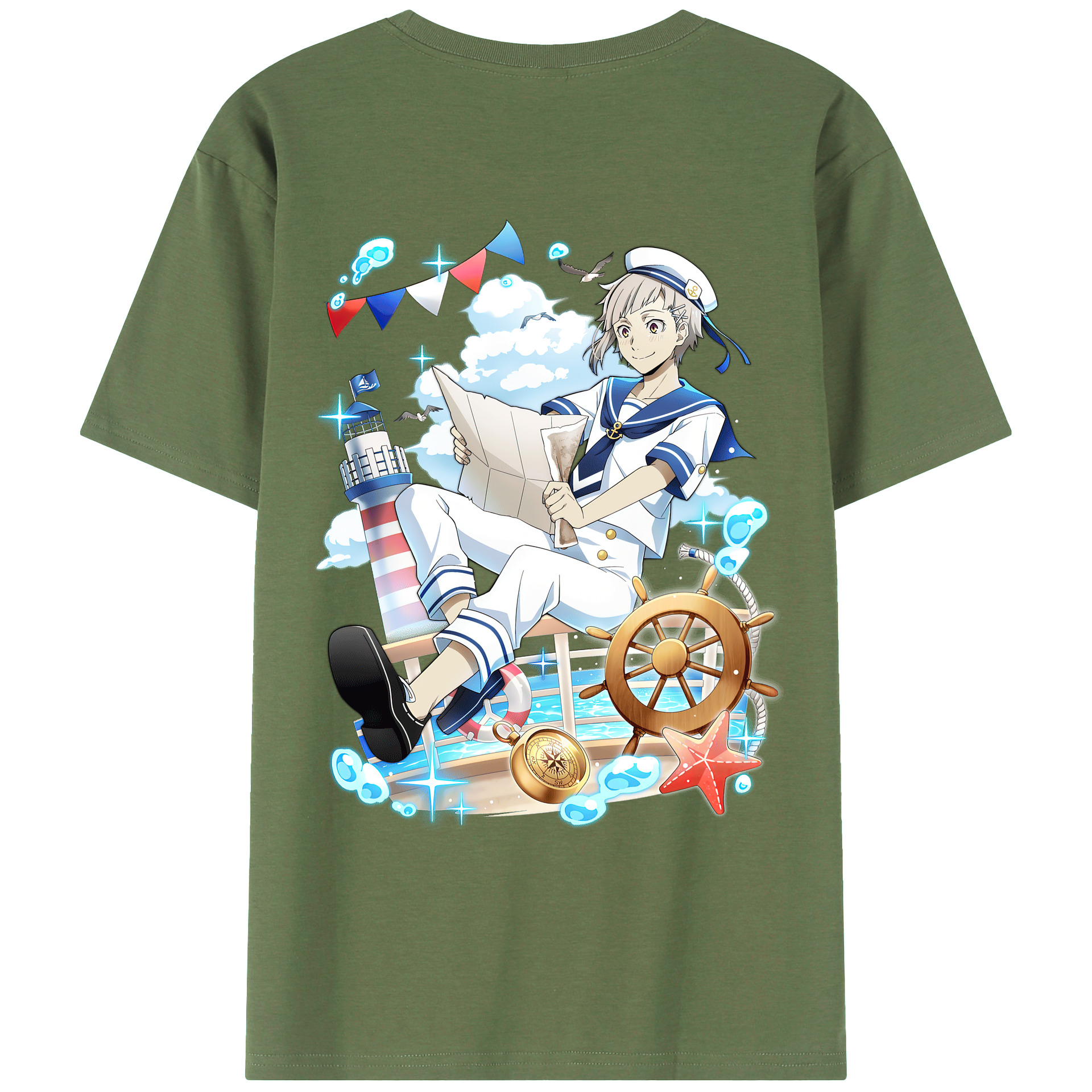 （画像用） 文豪ストレイドッグス Bungo Stray Dogs 綿100％ メンズ半袖Tシャツ（バックプリント） 通気性